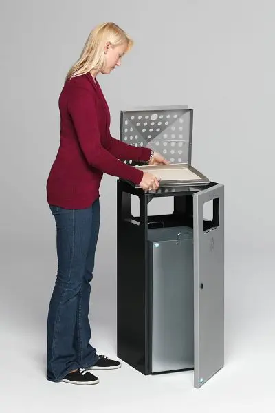 VAR Kombi-Ascher H 92 gelocht Korpus anthrazit Deckel &amp; Tür silber 3512
