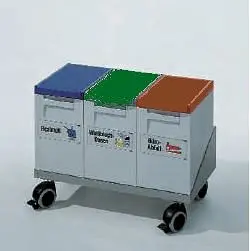 Gruber Systeme Wertstoffsammler Deckel blau/grün/braun 15l fahrbar B605xT350xH460mm WSB 15/3 FSD 15/12 15/131515
