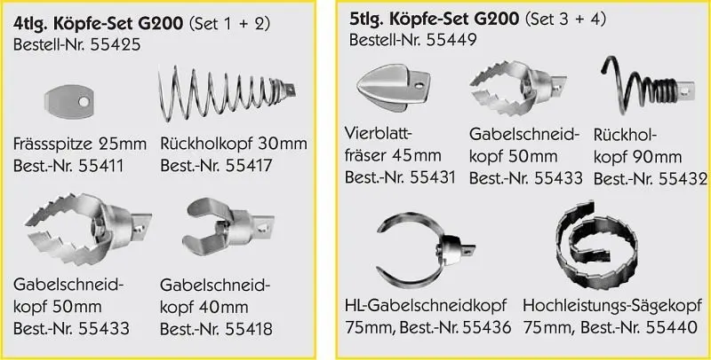 Cabere 4 teiliges Köpfe-Set G200 für 13 mm Durchmesser Welle 55425