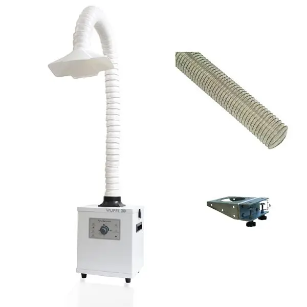 Vaupel Feinstaubabsaugung Typ VAUPEL LAB-1W inkl. Flex-Arm Konsole zur Tischmontage sowie 2m Schlauch 0499V131W