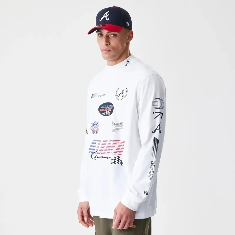 Weißes Atlanta Braves Aktuell Driver Longsleeve Shirt S