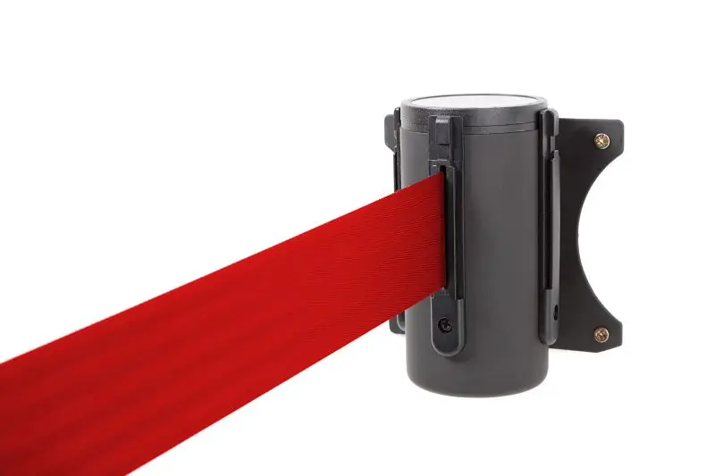 ALLROUNDLINE Absperrband Wandmontage mit Gurt Gehäuse: schwarz / Gurt: rot ALW-10-3.0-0010