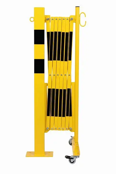 CRASH STOP Scherengitter gelb-schwarz 36m mit Pfosten 70x70 mm 70-105