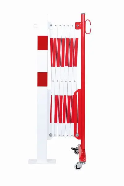 CRASH STOP Scherengitter rot-weiß 36m mit Pfosten 70x70 mm 70-95