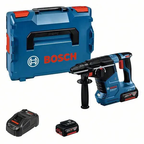 Bosch Akku-Bohrhammer mit SDS plus GBH 18V-24 C 2 Akku Schnellladegerät und L-BOXX 0611923003