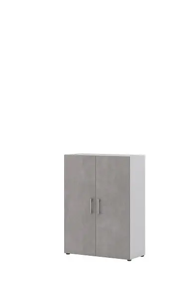 Röhr Aktenschrank B 80 cm x H 1072 cm x T 335 cm Korpus Weiß Front Beton mit 2 Türen 3 Ordnerhöhen 859B331000