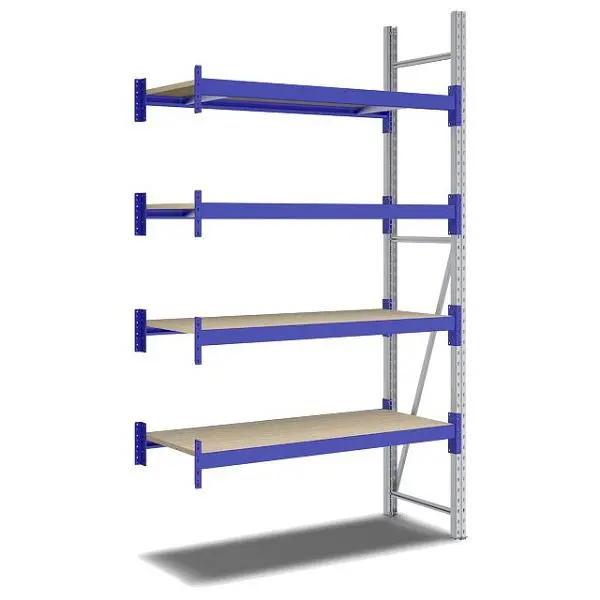 BITO Weitspannregal Set /F2 2500x600x1350 Anbaufeld 4 Ebenen Spanplatte RAL5010 U C0350-0028
