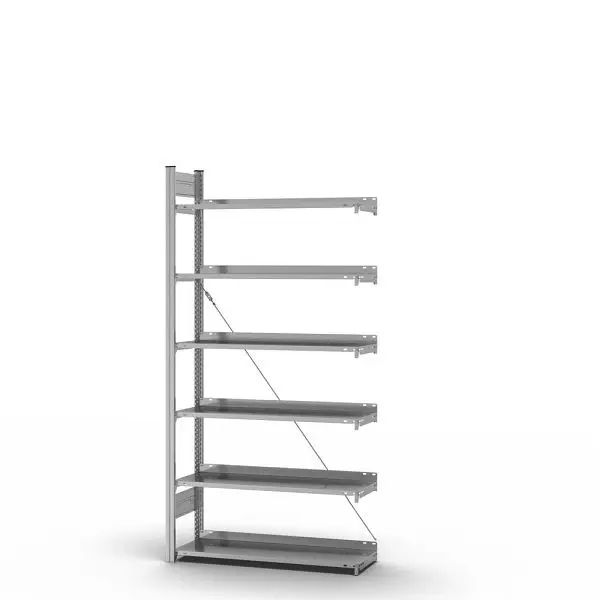 hofe Akten-Anbauregal 2000x300x1000 mm 6 Fachebenen für 72 Ordner verzinkt 60 kg Fachlast 650 kg Feldlast einseitige Bedi...