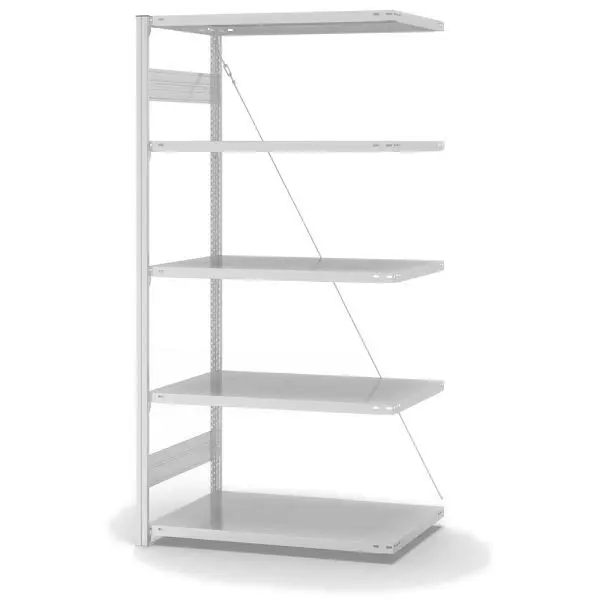 hofe Fachboden-Anbauregal 2000x600x1000 mm 5 Fachebenen RAL 7035 140 kg Fachlast 1600 kg Feldlast einseitige Bedienung HKA...