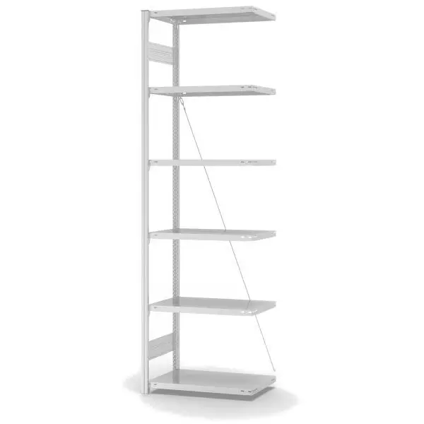 hofe Fachboden-Anbauregal 2500x400x750 mm 6 Fachebenen RAL 7035 145 kg Fachlast 1000 kg Feldlast einseitige Bedienung HKA2...