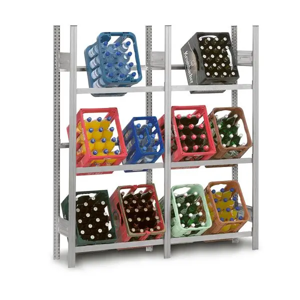 hofe Getränkekisten-Anbauregal 1750x300x1000 mm 3 Ebenen für 9 Getränkekisten verzinkt 100 kg Fachlast 300 kg Feldlast ...