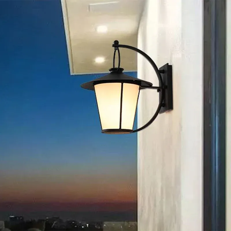 Eine Glühbirne Opalglas Wandleuchte Retro Royal Black Kegel/Zylinder Außenwandlampe