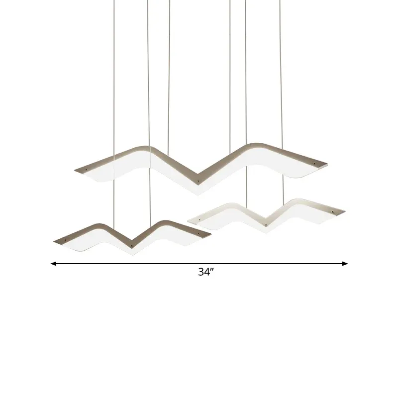 2/3/4/5 Seagull Mehrfach Light Pendant Einfache LED-Hängelampe mit Acrylschirm Weiß