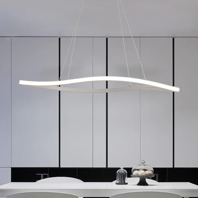 Blattförmige Aluminium-Tropfen-Hängeleuchte Simplicity Schwarz/Weiße LED-Insellampe warmem/weißem Licht, 31,5"/39" ger...
