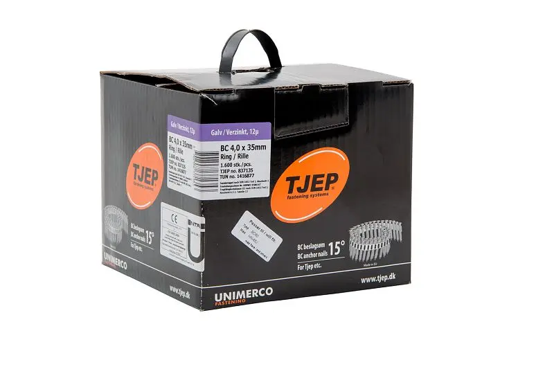 TJEP BC40/35 Rillennagel verzinkt Ankernagel Coil Box 1.600 Stück BC Nägel 837135