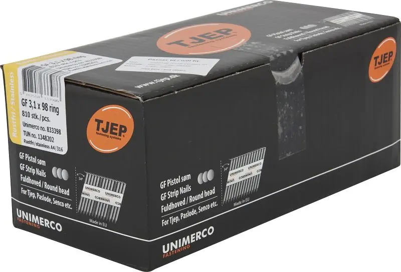 TJEP GF31/98 Rillennagel rostfrei A4 Rundkopf Handy-Box 810 Stück GF Nägel 833398