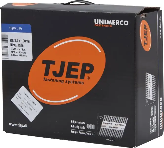 TJEP GR34/100 Rillennagel verzinkt D-Kopf Maxi-Box 1.600 Stück GR Nägel 834199