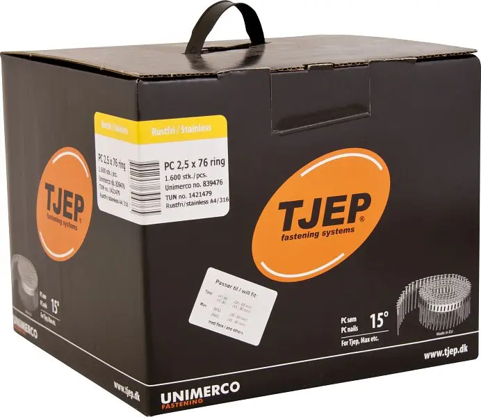 TJEP PC25/76 Rillennagel rostfrei A4 Flachkopf Box 1.600 Stück PC Nägel 839476