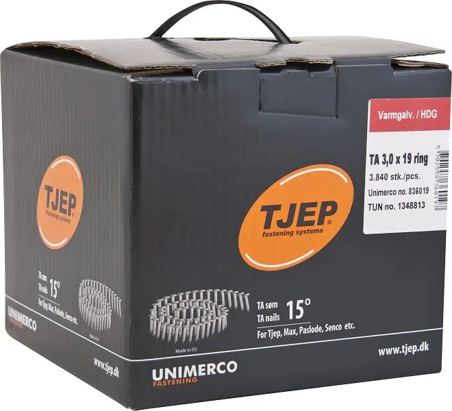 TJEP TA30/19 Rillennagel feuerverzinkt Dachpappnagel Box 3.840 Stück TA Nägel 836019