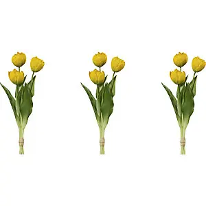 Gefüllte Tulpen, real touch, 3er-Bund, Höhe 370 mm, VE 3 Stk, gelb.