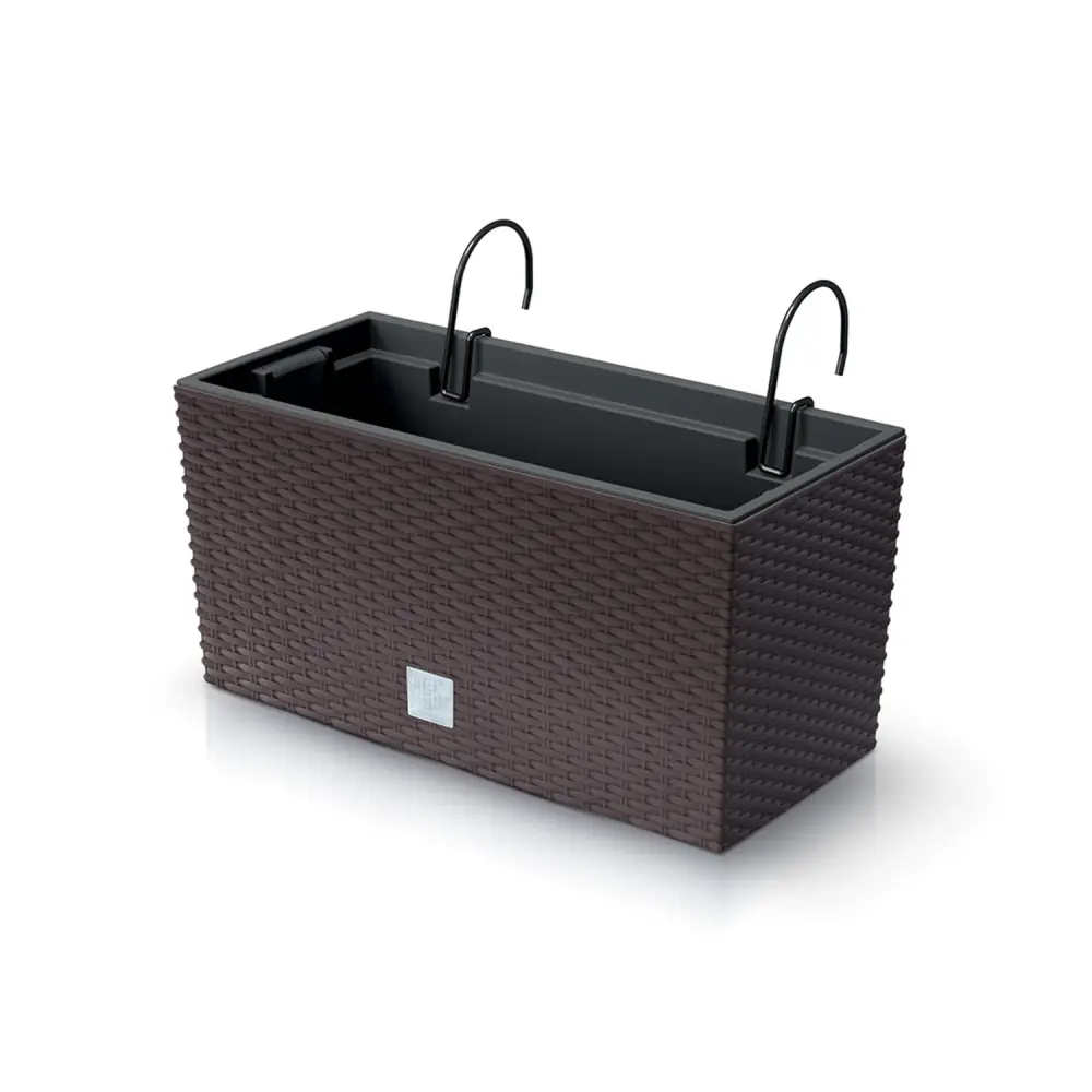 Prosperplast DRC400W Hanging Flower Pot Planter Balcony Railing Liner 39.5 cm Braun
