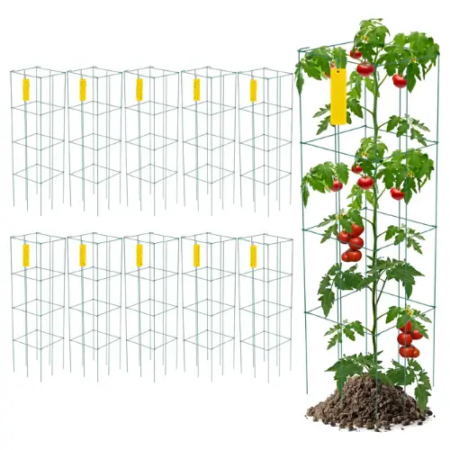 Tomato Cages 11.8x11.8x46.1" 10 Packs Square Plant Support Cages Olivgrün
