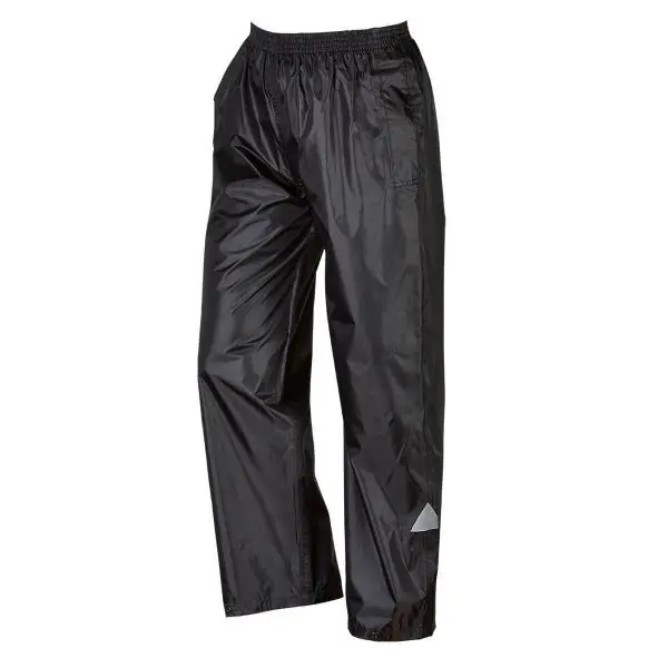 L+D AMRUM Regenbundhose Nylon mit PVC Oberfläche schwarz mit Reflexdreieck der Seite Grösse: M 4091-M