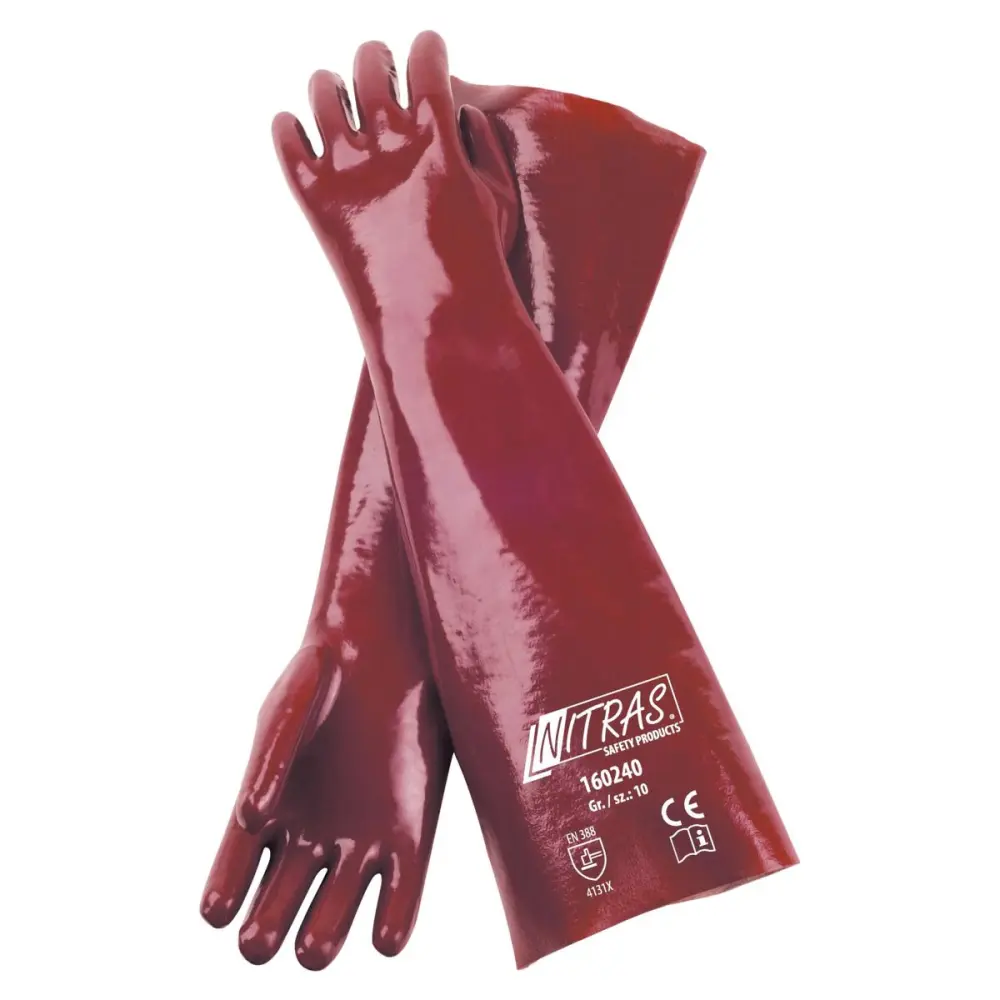 NITRAS Handschuh-PVC rot vollbeschichtet 40cm Grösse: 10 VE: 72 Paar 160240-10