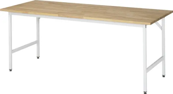 RAU Arbeitstisch Serie Jerry (3030) - höheneinstellbar Buche-Massiv-Platte 2000x800-850x800 mm 06-500B80-20.12