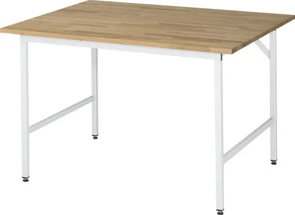 RAU Arbeitstisch Serie Jerry (3030) - höheneinstellbar Buche-Massiv-Platte 1250x800-850x1000 mm 06-500B10-12.12