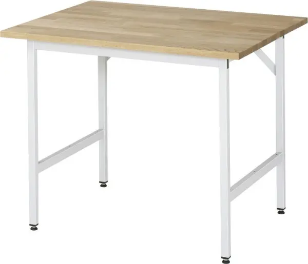RAU Arbeitstisch Serie Jerry (3030) - höheneinstellbar Buche-Massiv-Platte 1000x800-850x800 mm 06-500B80-10.12