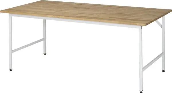 RAU Arbeitstisch Serie Jerry (3030) - höheneinstellbar Buche-Massiv-Platte 2000x800-850x1000 mm 06-500B10-20.12