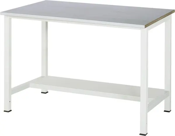 RAU Werktisch Serie 900 B1250 x T800 x H825 mm Arbeitsplatte mit Stahlblechbelag Stärke 25 mm mit Ablageboden unten Tiefe...