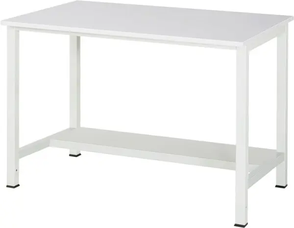 RAU Werktisch Serie 900 B1250xT800xH825mm Arbeitsplatte mit Melaminharzbeschichtung Stärke 22 mm mit Ablageboden unten Ti...