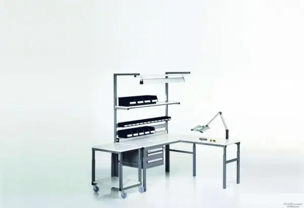 Treston Arbeitstisch 900x1800mm grau m. Etagenbord TPH-918