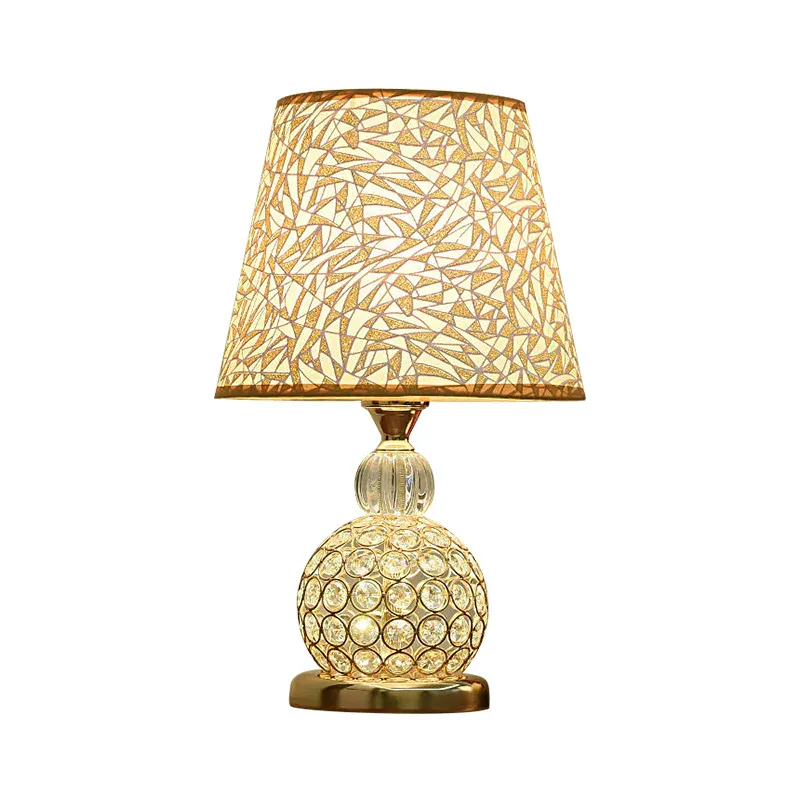 Ball-Schlafzimmer-Tischleuchte, moderne Kristall-Einbettung, 1 Glühbirne, Gold/Silber/Rot, Nachttischlampe mit geometrisc...