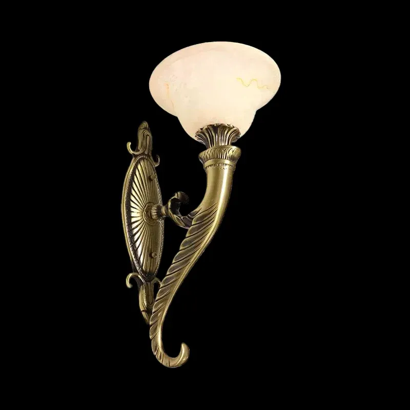 Bronzefarbene Wandleuchte mit Scroll-Arm, traditionelle Metall-Küchen-Wandleuchte mit 1 Glühbirne und glockenförmigem w...