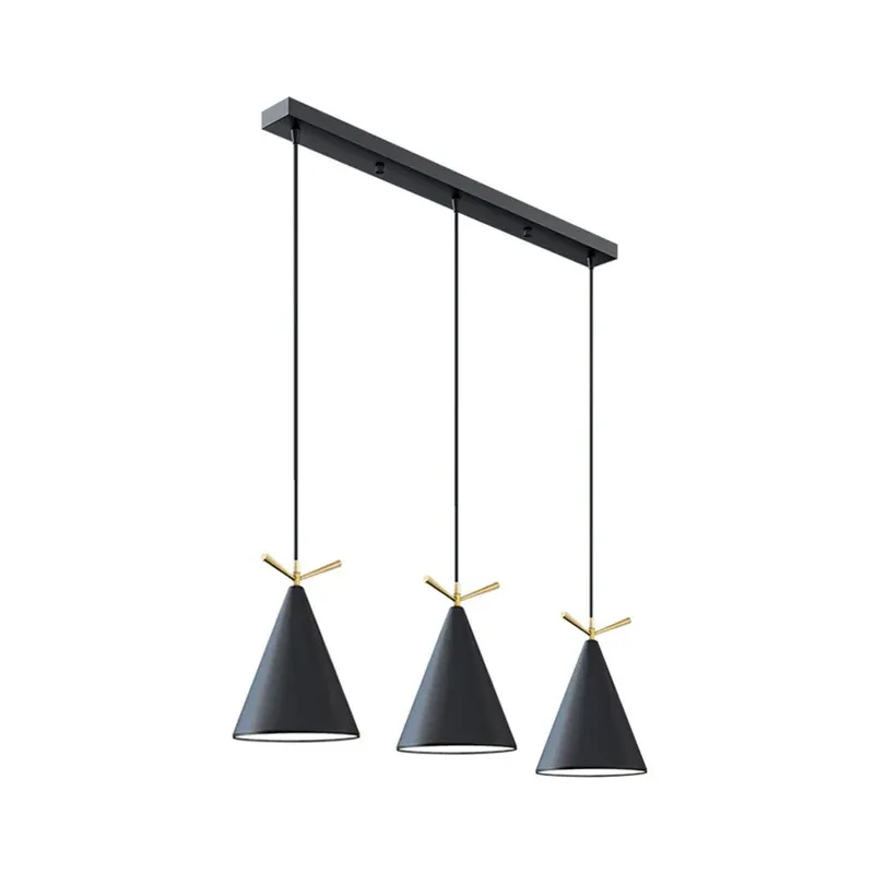 Cone Shade Cluster Pendant Nordic Metallic 3-Licht-Hängelampe Schwarz/Schwarz-Grau-Weiß/Weiß mit Geweihdekor und rundem...
