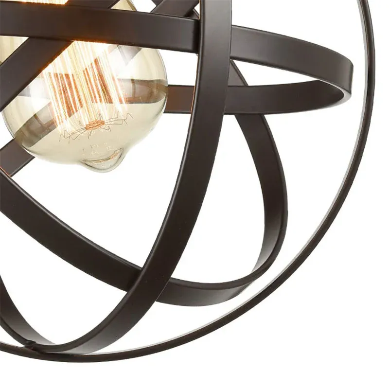 Eisen-Bronze-Deckenleuchte, Strap Globe, 1 Kopf, Retro-Stil, halbbündige Beleuchtung für den Flur