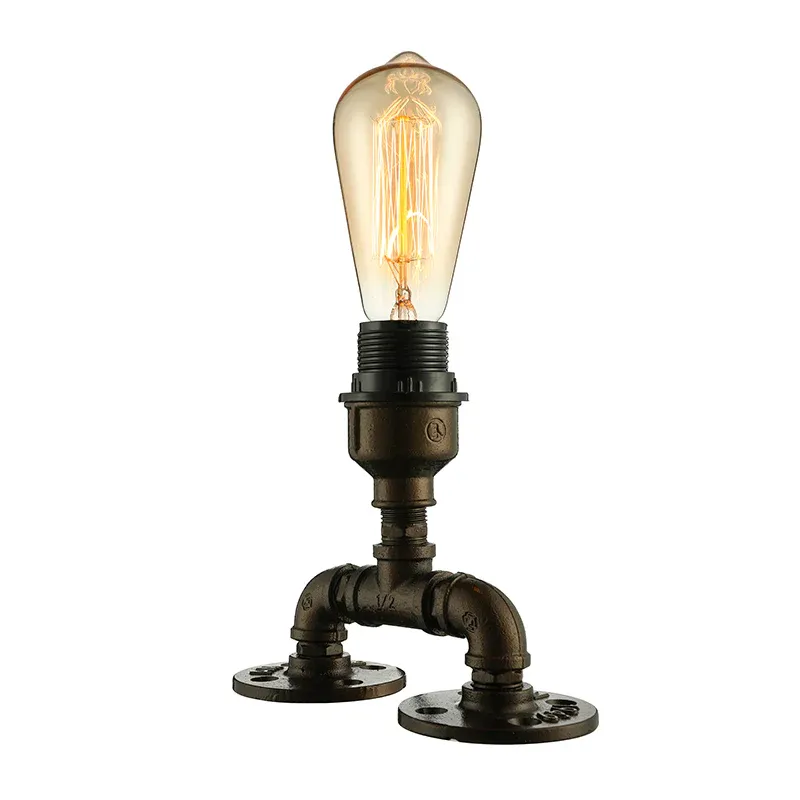 Industrielle freiliegende Tischbeleuchtung mit Rohrdesign, 1-flammiges metallisches Stehlicht Schwarz für Cafés