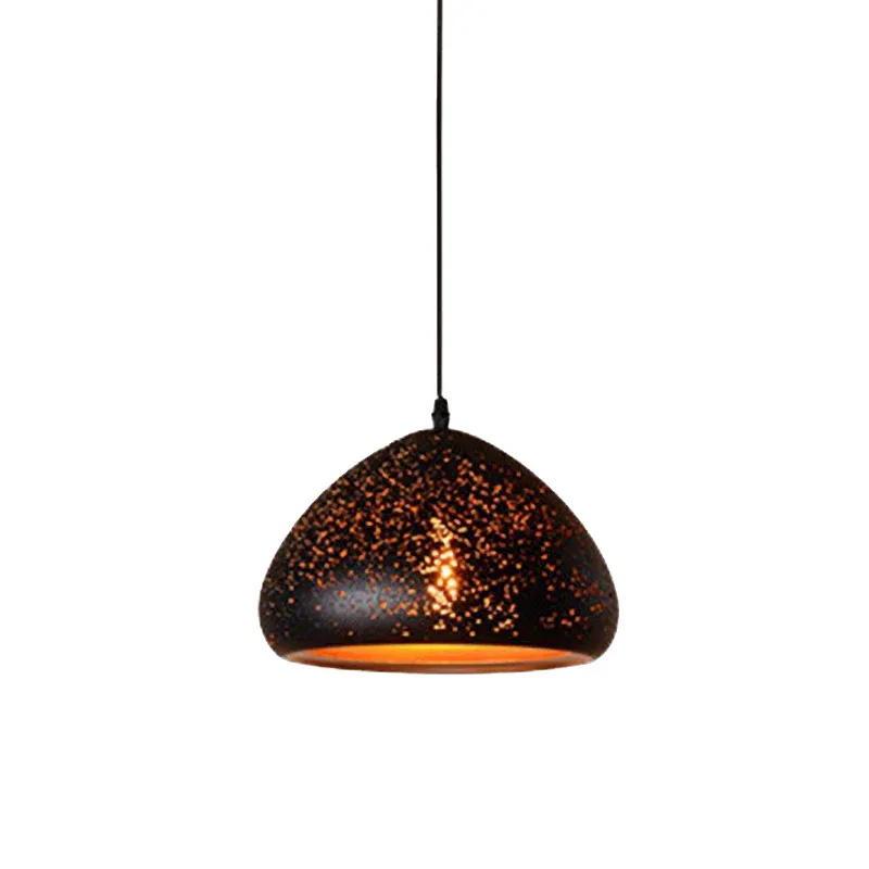 Schwarze Kegel-/Schalen-Pendelleuchte im Antik-Stil aus Metall, 1-flammige Hängelampe für den Innenbereich mit durchbohr...