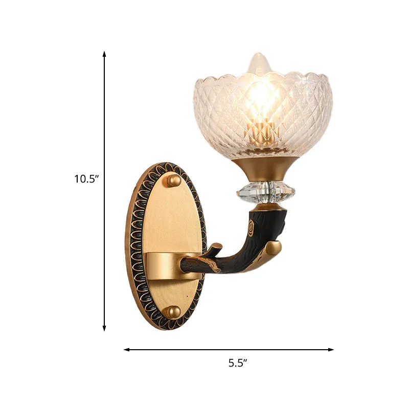 Schwarze Wandleuchte aus Metall mit 1/2 Lichtern, Wandleuchte im modernen Stil mit klarem prismatischem Glasschirm