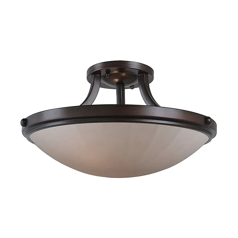 Schwarz/Silber 3-flammige halbbündige, klassische Milchglas-Schalenleuchte für Schlafzimmer