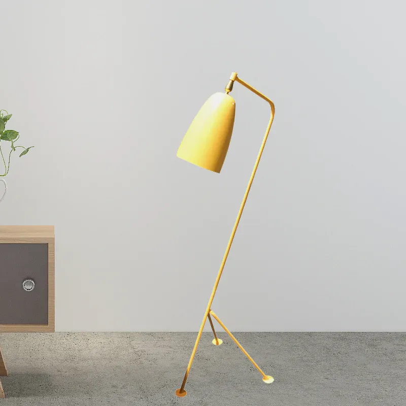 Stativ-Stehleuchte mit Glockenschirm, moderner Metallic-Stil, 1-flammige Schwarz/Weiß-Stehlampe für Schlafzimmer