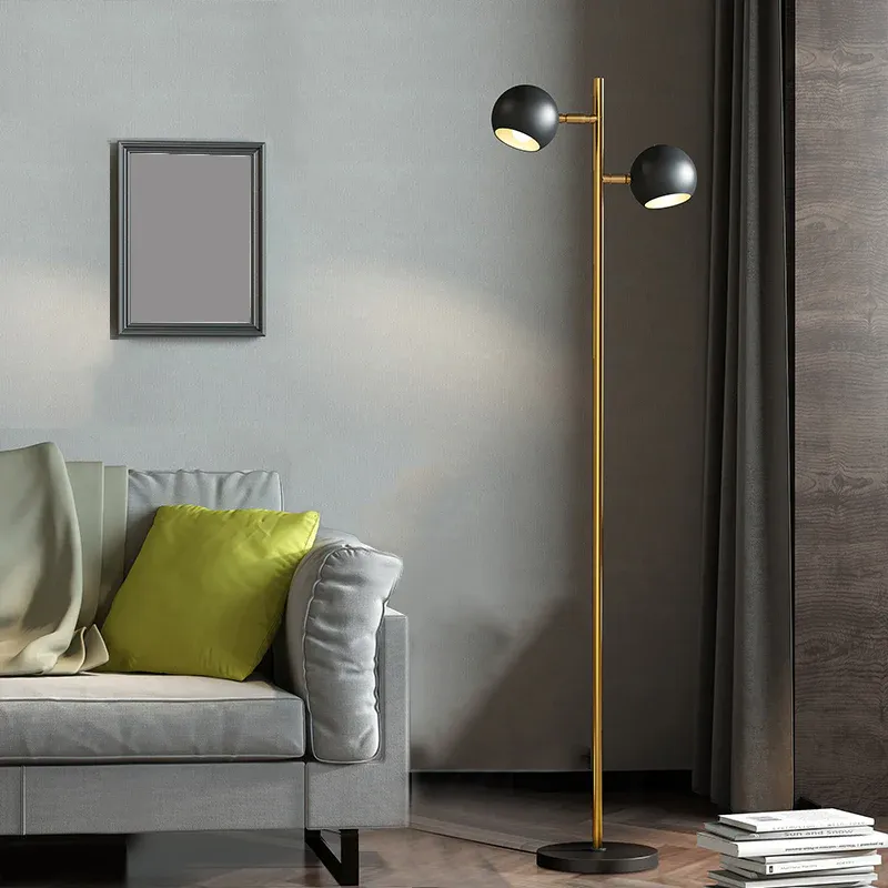 Zeitgenössische Globe-Stehlampe aus Metall mit 21 Köpfen, Stehleuchte für das Wohnzimmer Schwarz und Golden