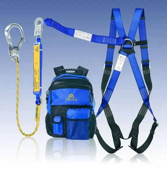 Artex Gerüstbauer-Set Auffanggurt AX 11 mit Band Verbindungsmittel BFD GB 27 FS 51/FS 90 Länge: 2 m Rucksack 10972