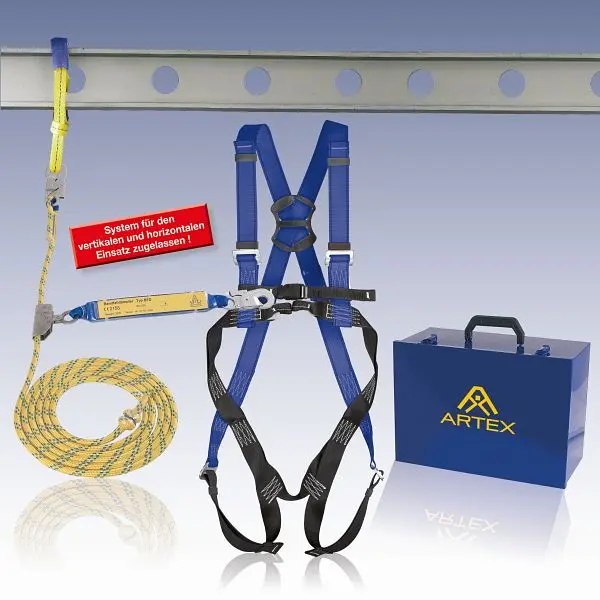 Artex Dachdeckerset Auffanggurt AX 20 Mitlaufendes Auffanggerät ASK 1 15 m lang Bandschlinge 2 m Koffer 1903