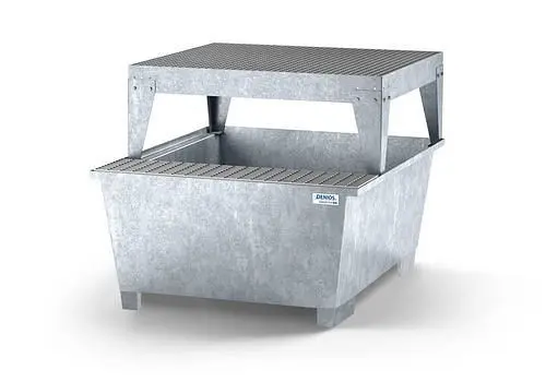 DENIOS Auffangwanne classic-line für 1 IBC verzinkt Abfüllbereich und Abfüllbock 259386