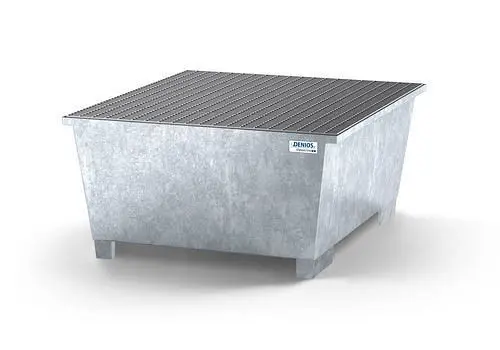 DENIOS Auffangwanne classic-line für 1 IBC verzinkt Abfüllbereich und Gitterrost 259384