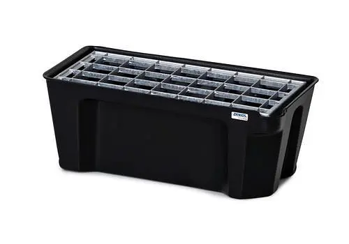 DENIOS base-line Kleingebindewanne base-line aus Polyethylen (PE) mit Ablauf und verzinktem Gitterrost 5 Liter 290889